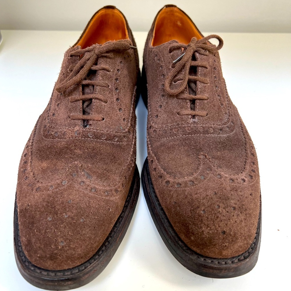Brown suede church’s French size 43 / US 10 mens Oxford dress shoe. Golf loafer